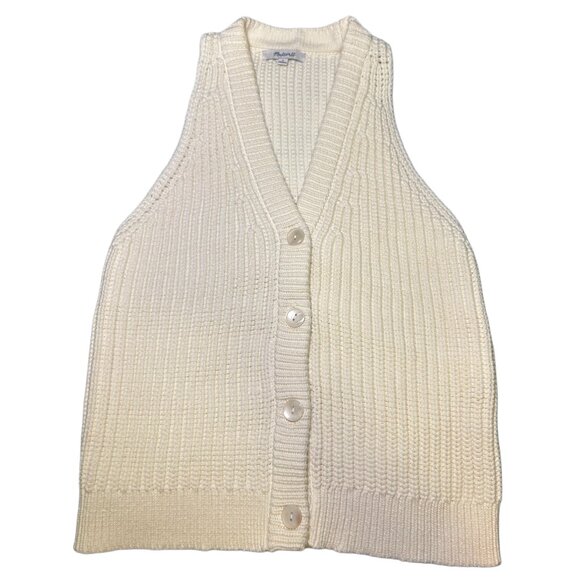 Madewell Cotton Blend White Knit Sweater Vest Crop Top - Size S - Picture 2 of 6